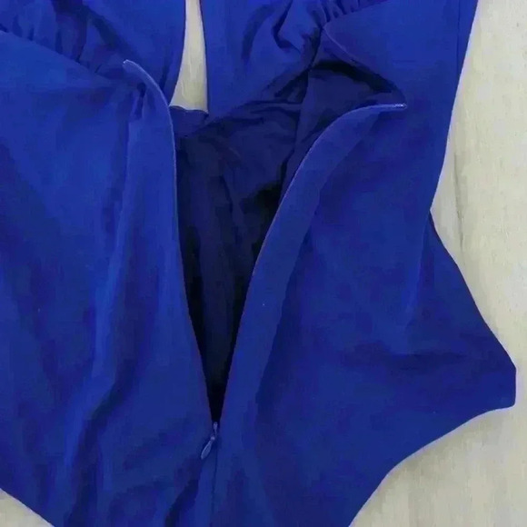 ZARA | Women's Royal Blue Flower Tie Ruffled Halter Bodysuit - Picture 7 of 8